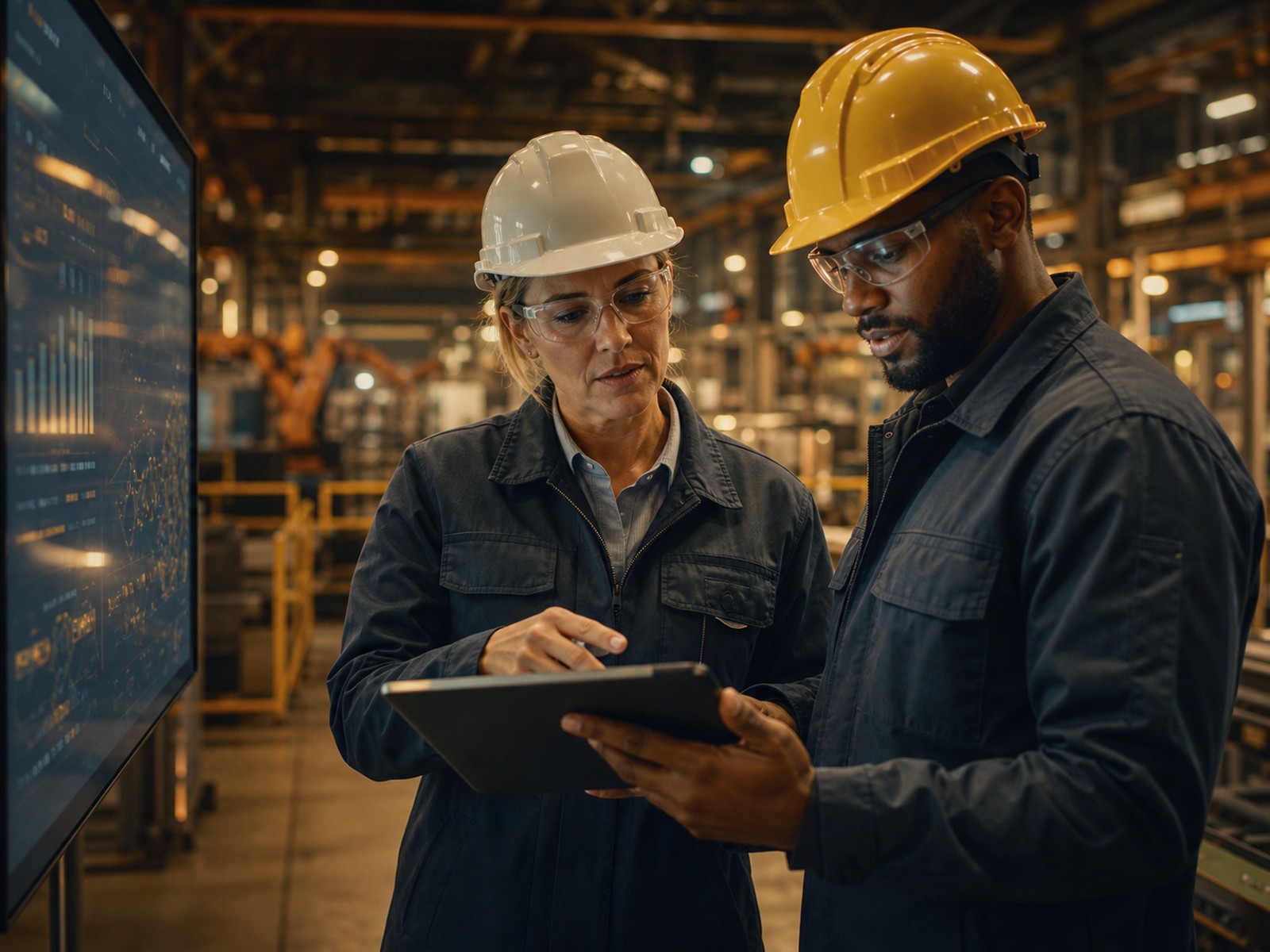 A plant leader and engineer reviewing live data together before a decision